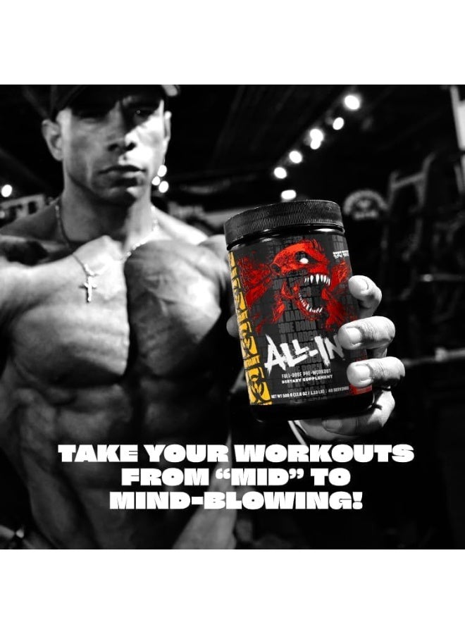 Mutant Madness All In Full Dose Pre-Workout 500g Blue Raspberry Flavour - Image 2