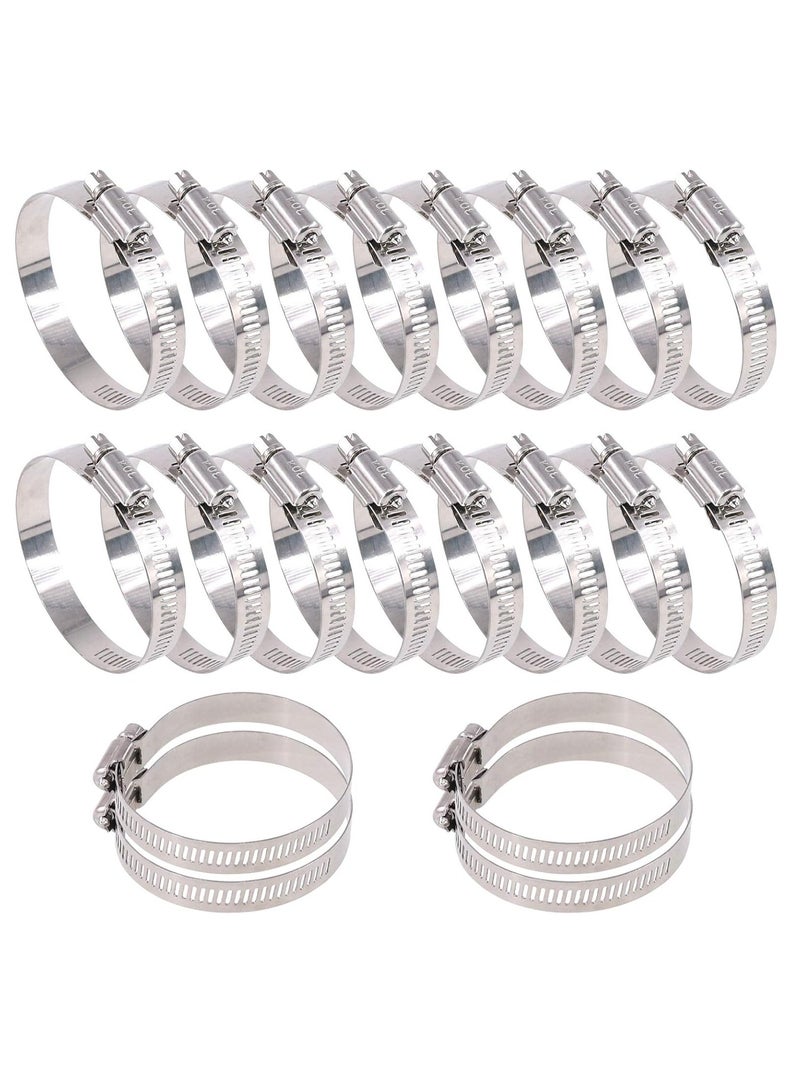 Generic 20 Pieces 304 Stainless Steel Adjustable 14-27mm Range Worm Gear Hose Clamp Combo Kit, Fuel Pipe Clamps for Water Pipe, Pipeline, Automotive and Mechanical Applications (14-27mm) - Image 1