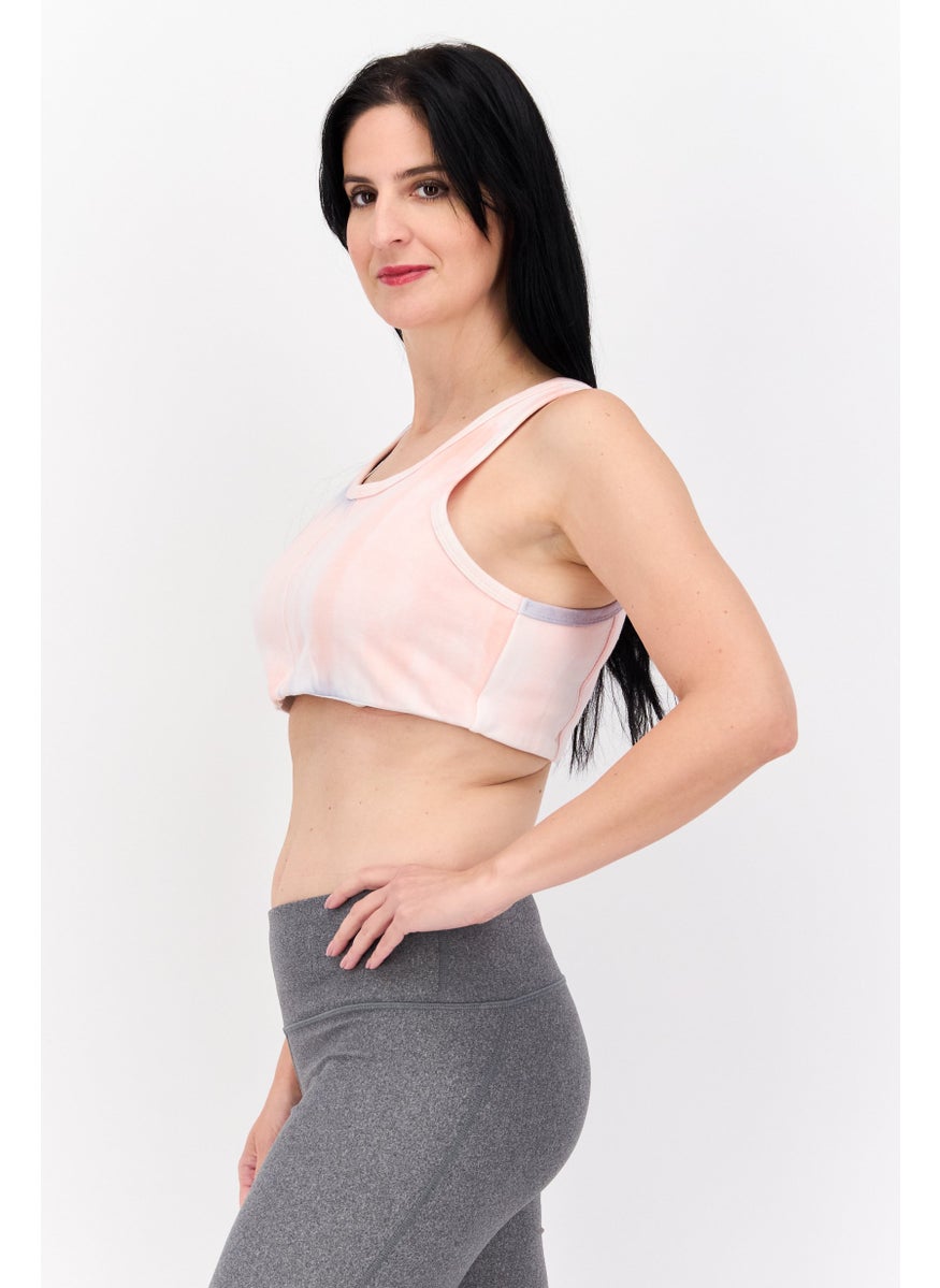 LOST INK Women Scoop Neck Sleeveless Tie Dye Crop Top, Light Pink Combo  - Image 2
