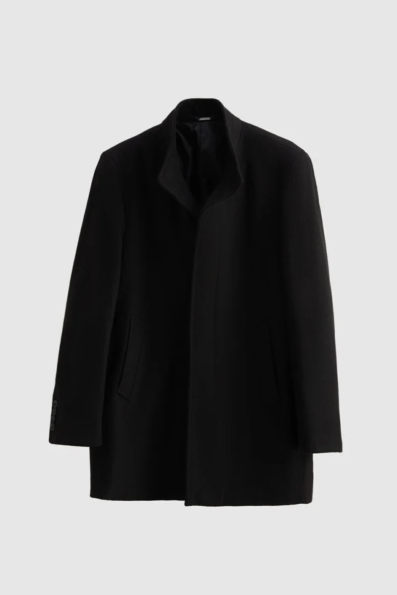 دي أس دامات Regular Fit Black Judge Collar Cashmere Coat 5HF08ORT10002