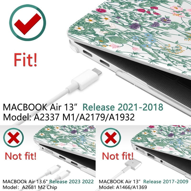 TWOLSKOO Twol Botanical Illustration Engraving Style Hrad Shell Case Cover And Keyboard Skin Screen Protector For Macbook Air 13 Inch 2018-2021 Model A2337 M1 A2179 A1932 With Retina Display - Image 3