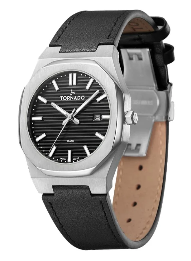 TORNADO Men's Leather Analog Watch T22002-SLBB - 40 mm