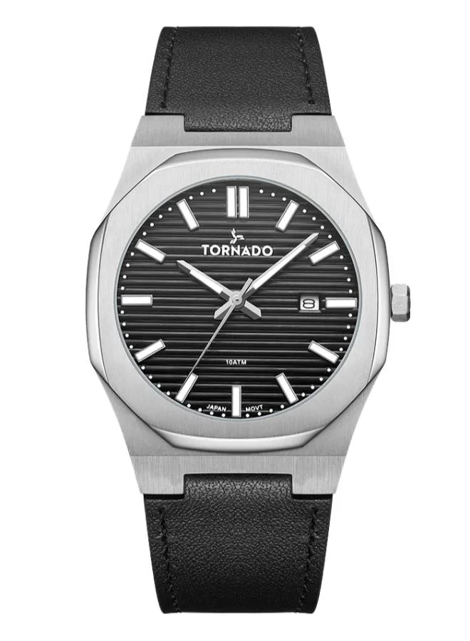 TORNADO Men's Leather Analog Watch T22002-SLBB - 40 mm