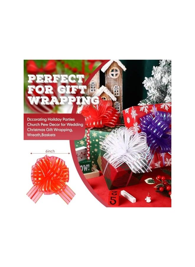 The Bros 24 Pack Pull Bow Gift Wrapping Bows, Gift Wrap Bows, Pull Flower Ribbon Bow for Holiday Decoration Festival Baskets Gift Wrapping Baskets Wedding Floral Decoration, Multicolored  - Image 5