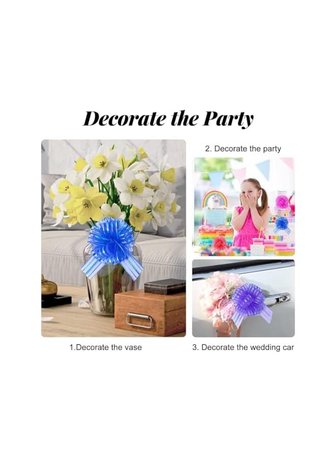 The Bros 24 Pack Pull Bow Gift Wrapping Bows, Gift Wrap Bows, Pull Flower Ribbon Bow for Holiday Decoration Festival Baskets Gift Wrapping Baskets Wedding Floral Decoration, Multicolored  - Image 3
