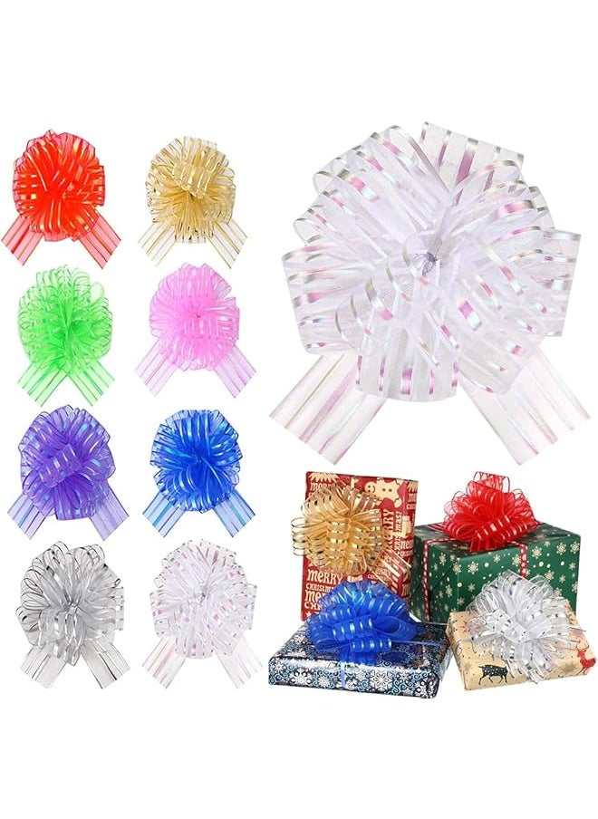 The Bros 24 Pack Pull Bow Gift Wrapping Bows, Gift Wrap Bows, Pull Flower Ribbon Bow for Holiday Decoration Festival Baskets Gift Wrapping Baskets Wedding Floral Decoration, Multicolored  - Image 1