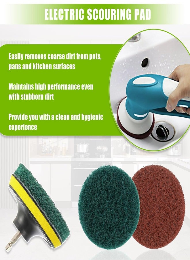 EPLZON 4 Inch Scrub Drill Brush Power Scouring Pads Household Cleaning Set for Kitchen Bathroom 4 Red Pads 4 Green Pads 1 Drill Attachment and 1 Universal Shaft - Image 4