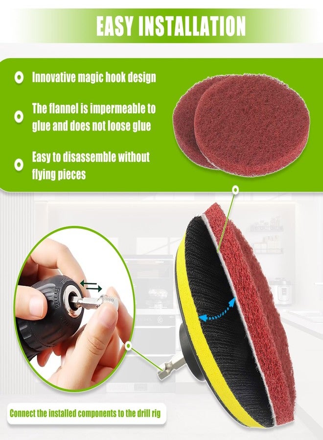 EPLZON 4 Inch Scrub Drill Brush Power Scouring Pads Household Cleaning Set for Kitchen Bathroom 4 Red Pads 4 Green Pads 1 Drill Attachment and 1 Universal Shaft - Image 5
