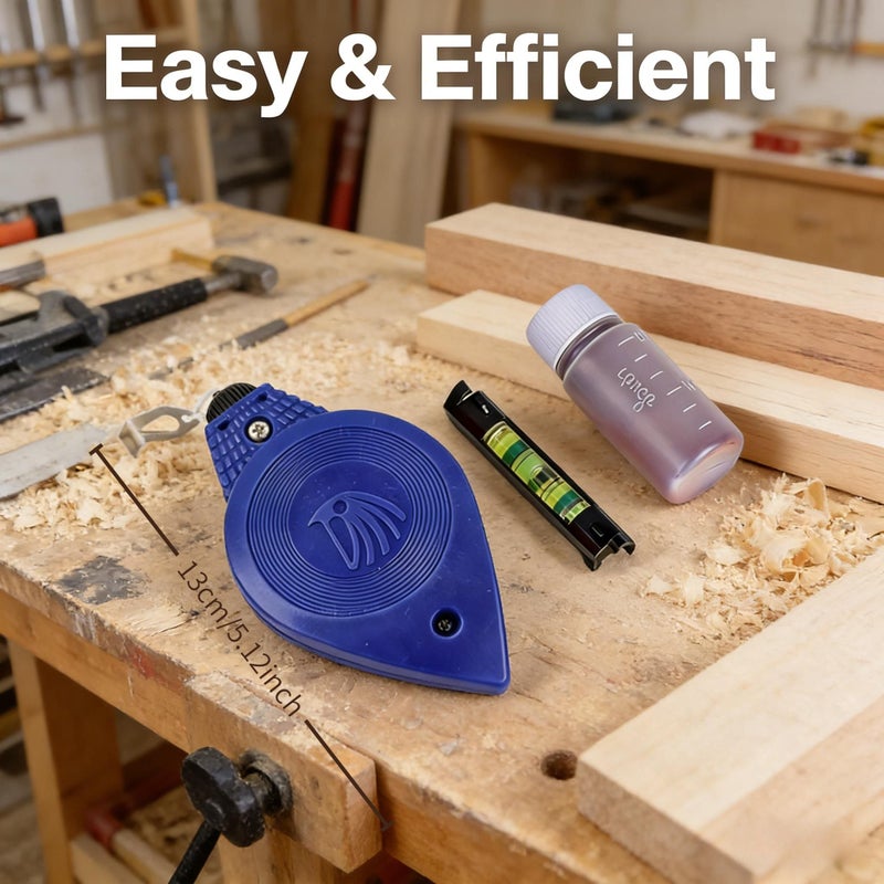 6 Pieces Essential All Purpose Carpentry Layout Tool Set with Chalk Line Reel and Measuring Tape Bundle For Woodworking And Home Improvement - Image 2