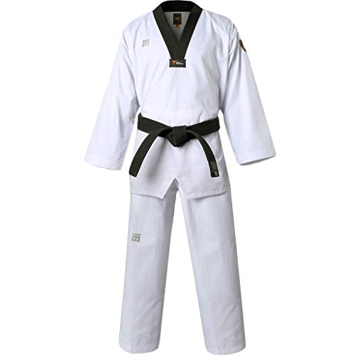 Mooto Korea Taekwondo MTX S2 Uniform Black V-Neck Dobok MMA Martial arts Karate Basic Training WT Logo (160(Height: 160~169cm)(5.24~5.54ft)) - Image 1