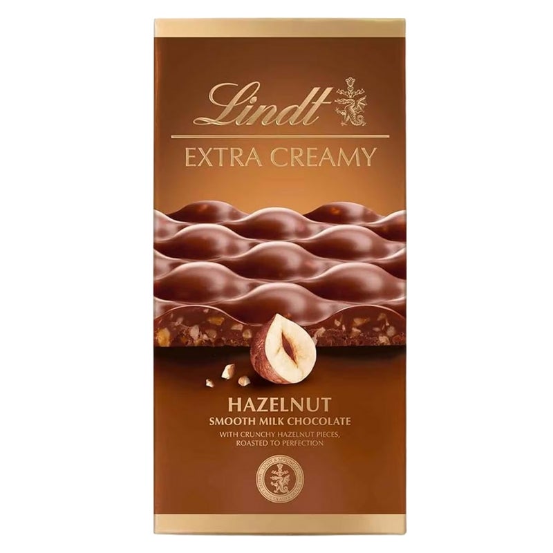 Lindt Extra Creamy Hazelnut Smooth Milk Chocolate Bar 80g