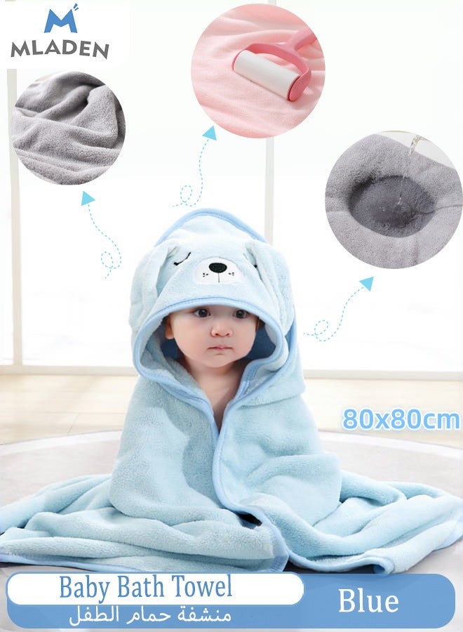 MLADEN Baby Hooded Towels Coral Velvet Baby Bath Blanket, Newborn Bathrobe, Newborn Towel Set with Hood, Soft and Super Absorbent Bath Towel for Babies Boy and Girl 0-3 Years,80x80cm - Image 1