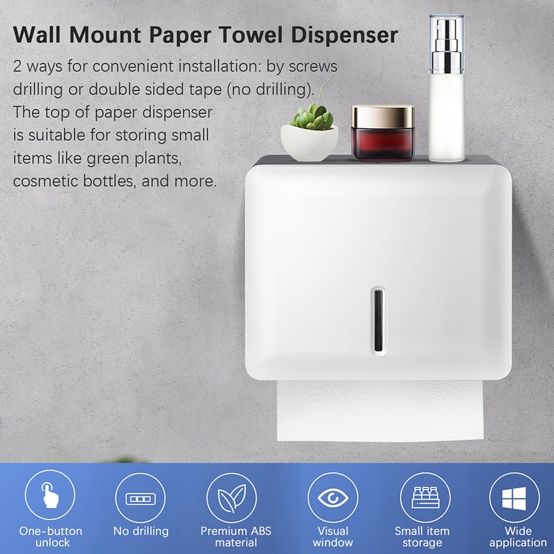 Wall Mount Paper Towel Dispenser Multifold Hand Towel Tissue Holder with Key Lock for Bathroom Kitchen Bedroom - Image 4