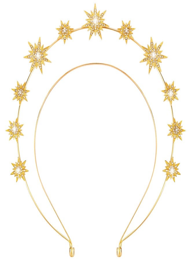 Vovii Star Halo Crown Headband Goddess Headpiece for Women, Celestial Headband Sun Crown for Hair Accessories Prom Costume (Gold) - Image 1