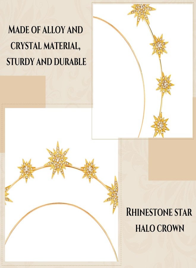 Vovii Star Halo Crown Headband Goddess Headpiece for Women, Celestial Headband Sun Crown for Hair Accessories Prom Costume (Gold) - Image 4