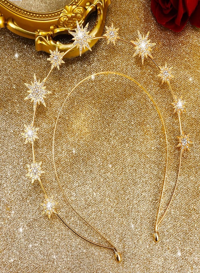 Vovii Star Halo Crown Headband Goddess Headpiece for Women, Celestial Headband Sun Crown for Hair Accessories Prom Costume (Gold) - Image 2