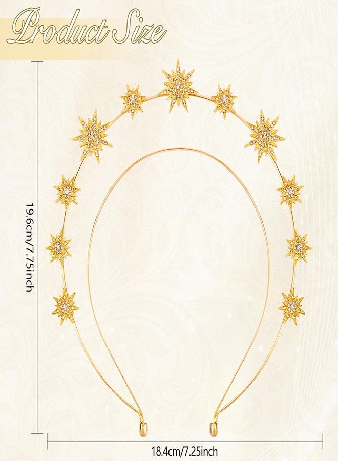Vovii Star Halo Crown Headband Goddess Headpiece for Women, Celestial Headband Sun Crown for Hair Accessories Prom Costume (Gold) - Image 3