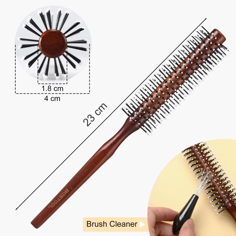 BESTOOL Small Brush for Short and Medium Hair, Blow Drying, Men's Beard Styling, Professional Smoothing and Curling Brush (Reddish brown) - Image 2