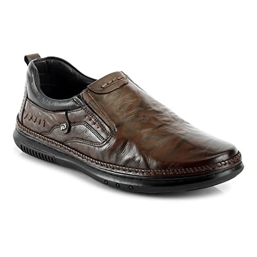 ID Brown Slip-On Dual Shade Casual Shoes for Men, 7 UK - Image 1