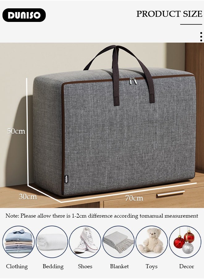 DUNISO 2 Pack Moving Storage Bag with Zipper, Large Capacity Multipurpose Clothes Organizing Storage Bag with Strong Handles, Folding Blanket Storage Bag for Bedroom Closet, Wardrobe, Moving, Quilt Storage  - Image 4