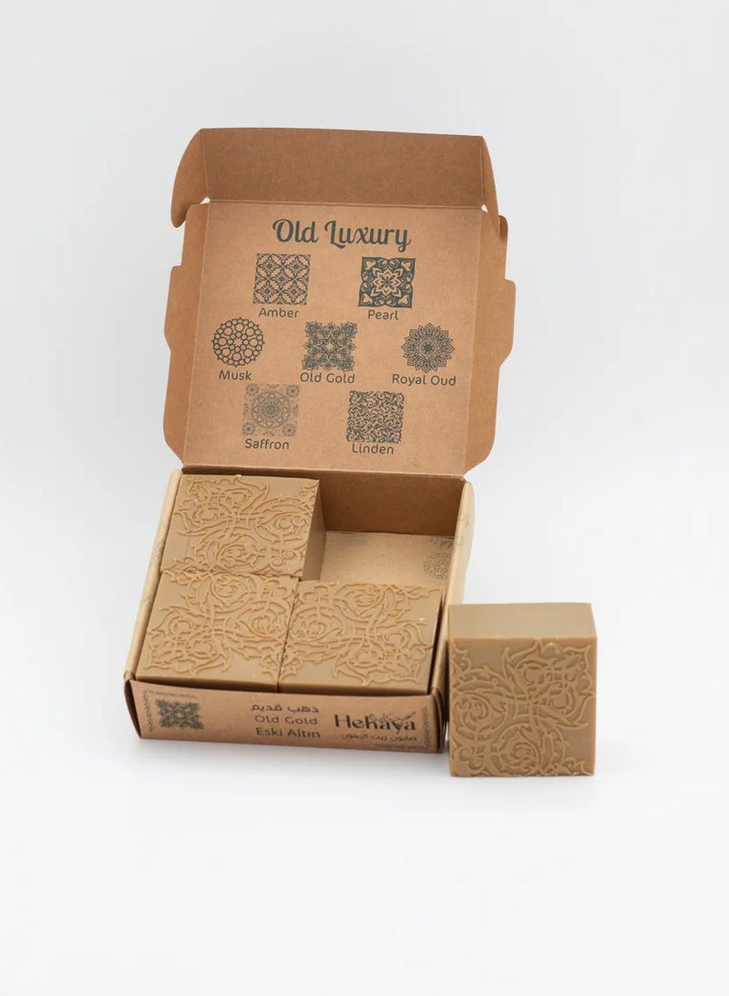 Hekaya Natural Olive Oil Soap bars with Organic Ingredients Vegan Soap Moisturizing Handmade Mixed Oud Oil Scent Old Gold for Body Face & Hair Soap Bars for Women & Men Pack of 4 Bars 500 grams - Image 2