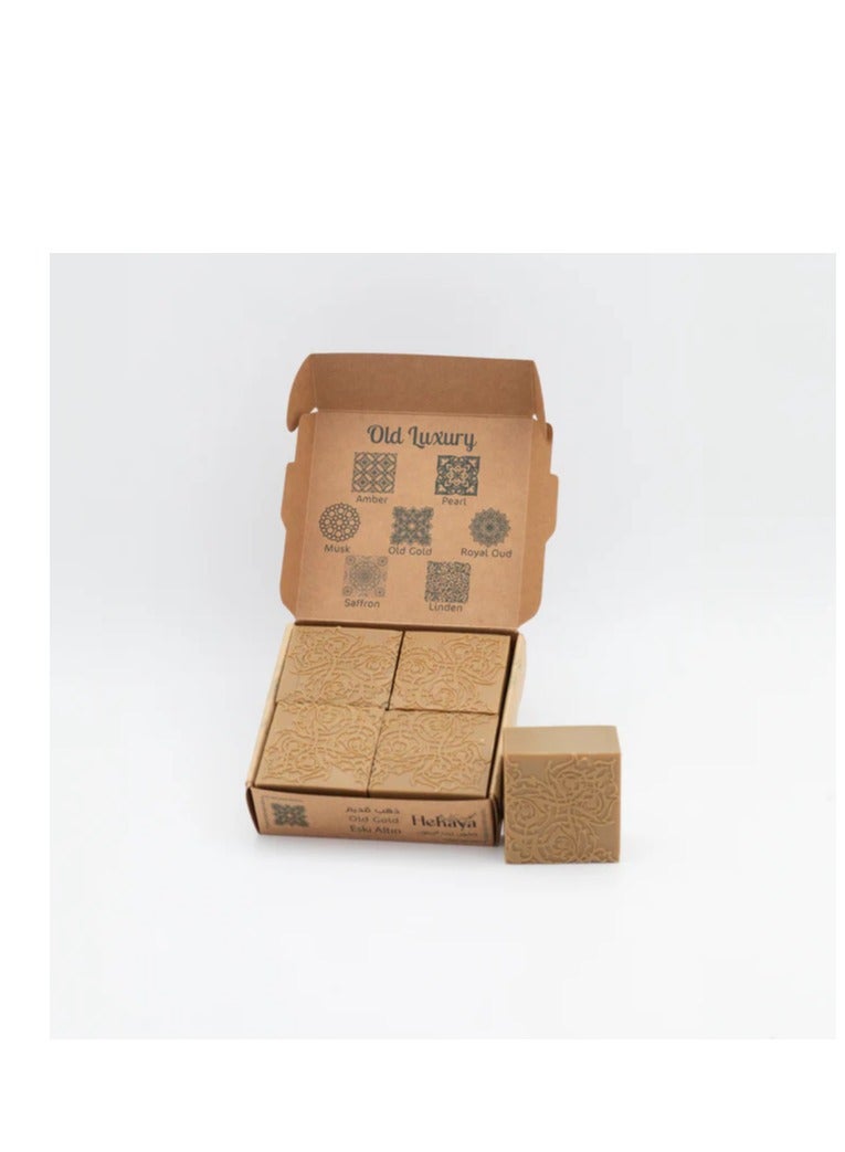 Hekaya Natural Olive Oil Soap bars with Organic Ingredients Vegan Soap Moisturizing Handmade Mixed Oud Oil Scent Old Gold for Body Face & Hair Soap Bars for Women & Men Pack of 4 Bars 500 grams - Image 4