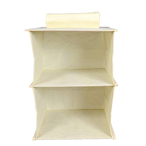 MBW Hanging Organizer for Wardrobe, Cloth Organizer for Wardrobe | Hanging Organizer, Clothes Organizer - Pack of 2 with 2 Shelves - Cream - Image 3