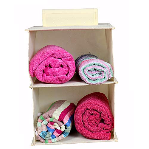 MBW Hanging Organizer for Wardrobe, Cloth Organizer for Wardrobe | Hanging Organizer, Clothes Organizer - Pack of 2 with 2 Shelves - Cream - Image 5