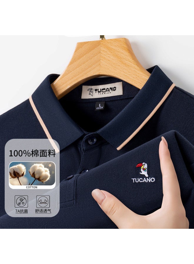 Tucano 100% Cotton Collared Business Casual Breathable Short-sleeve Polo Shirt Men's T-shirt - Image 2