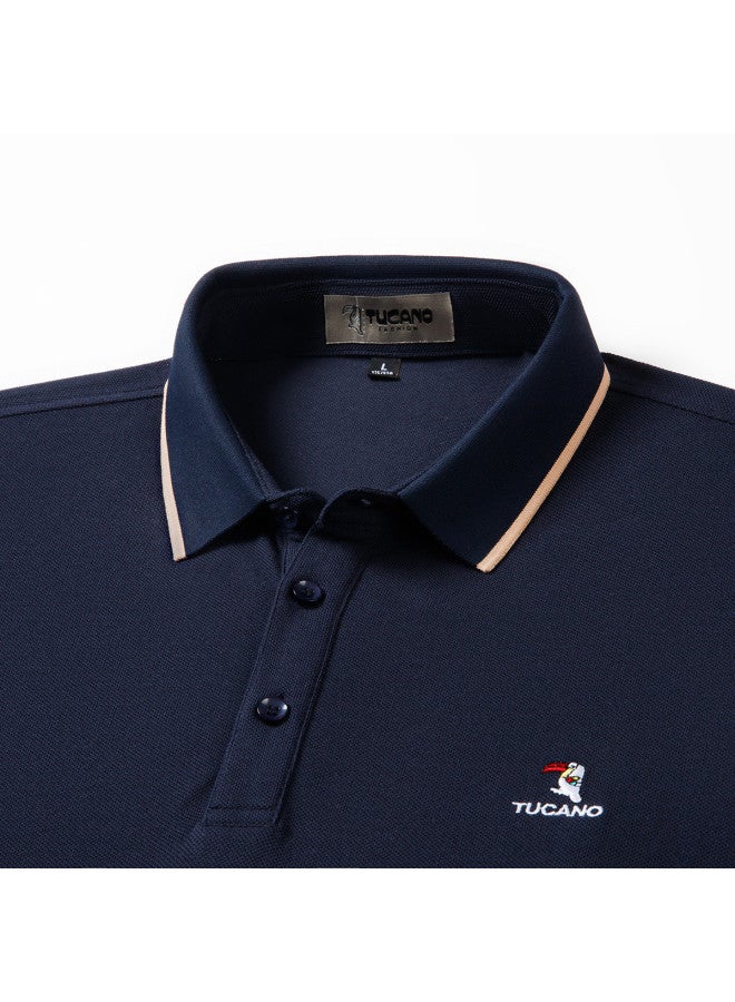 Tucano 100% Cotton Collared Business Casual Breathable Short-sleeve Polo Shirt Men's T-shirt - Image 3