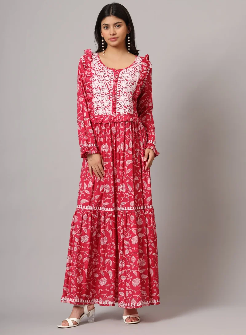 الايا جلابية شيكانكاري مطرزة يدوياً على شكل حرف أ من القطن مولمول-AL3941