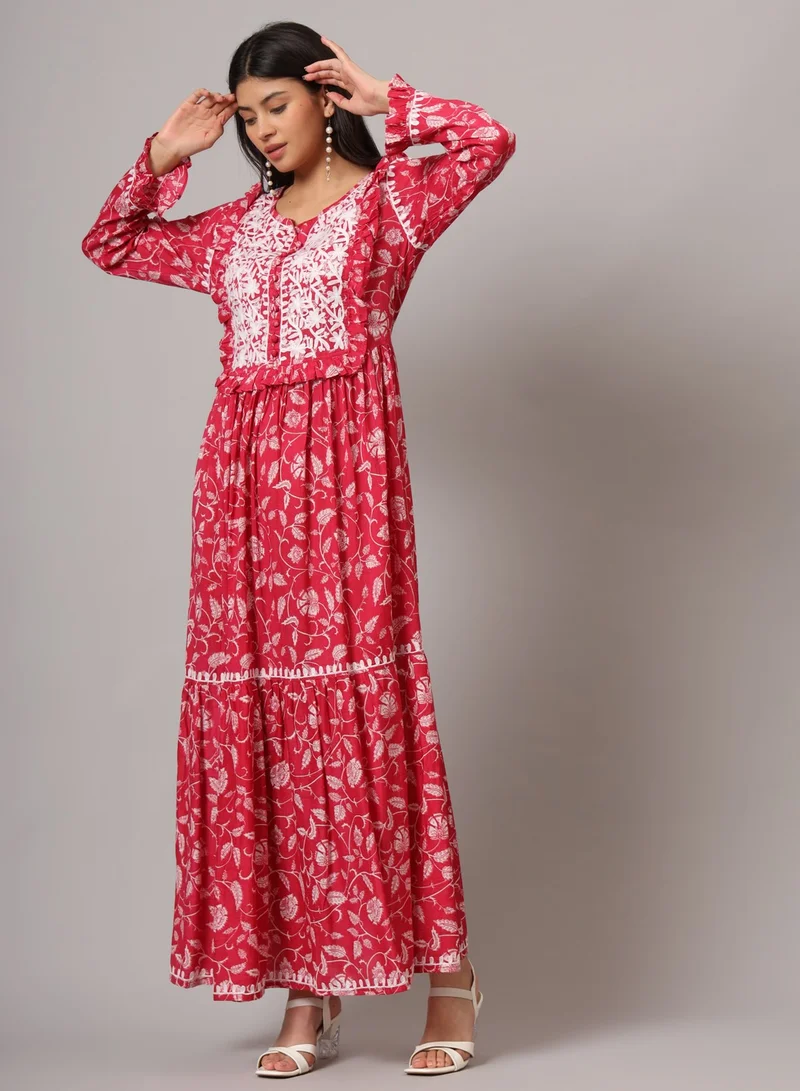 الايا جلابية شيكانكاري مطرزة يدوياً على شكل حرف أ من القطن مولمول-AL3941