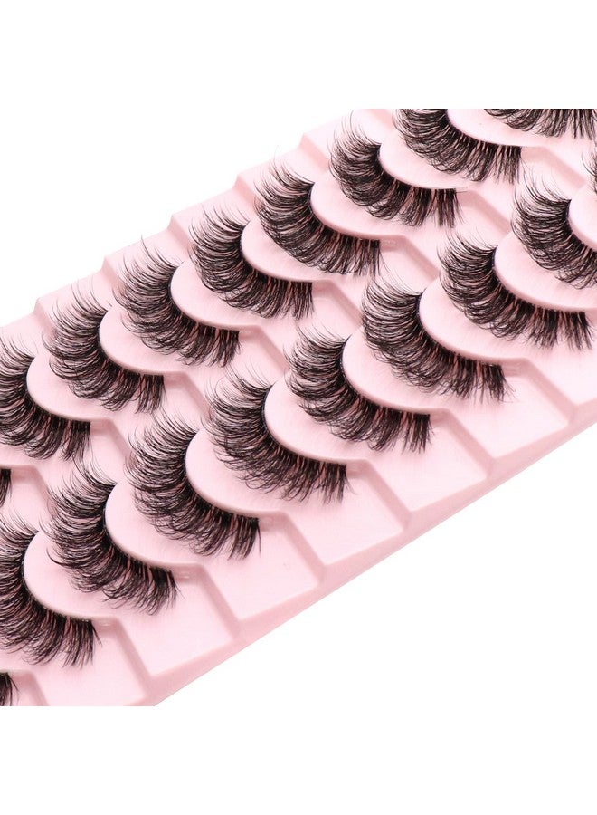 Veleasha Clear Band Lashes 10 Pairs Pack D Curl Russian Strip Lashesnatural Look Transparent Soft Band Faux Mink Eyelashes For Eye Makeup (D03T) - Image 4