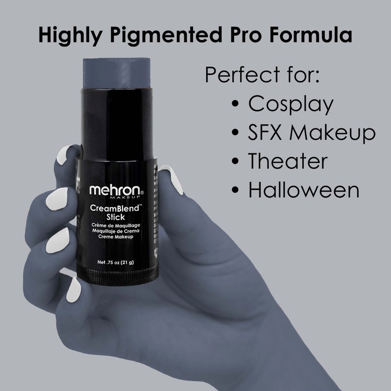 Mehron Makeup CreamBlend Stick | Face Paint, Body Paint, & Foundation Cream Makeup | Perfect for Halloween .75 oz (21 g) (Monster Grey) - Image 3