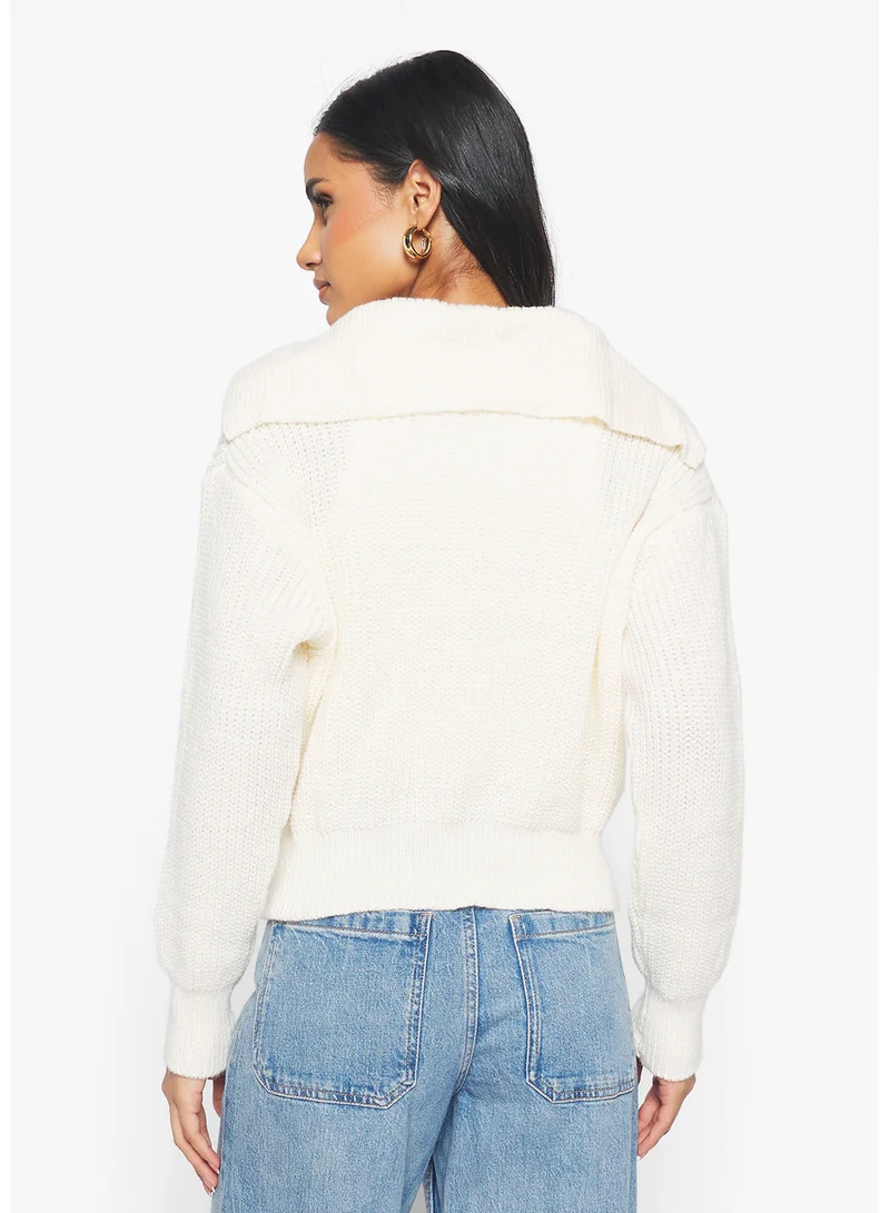 جينجر Polo Neck Cropped Sweater
