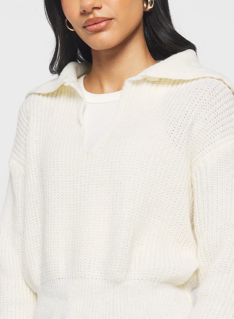 Ginger Polo Neck Cropped Sweater