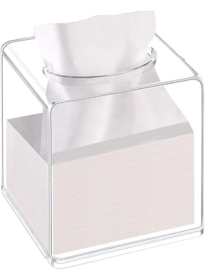 MOMENT Tissue Box Square - Acrylic Square Transparent Tissue Box Holder Case Dispenser For Bathroom Vanity Countertop, Bedroom Dresser, Office Desk Or Night Stand Table - Image 1