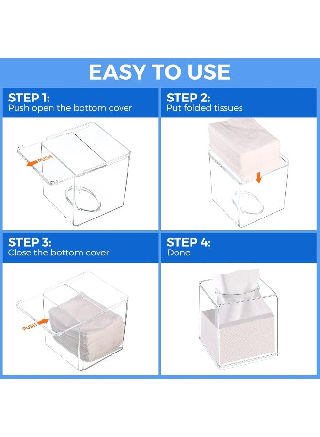 MOMENT Tissue Box Square - Acrylic Square Transparent Tissue Box Holder Case Dispenser For Bathroom Vanity Countertop, Bedroom Dresser, Office Desk Or Night Stand Table - Image 5