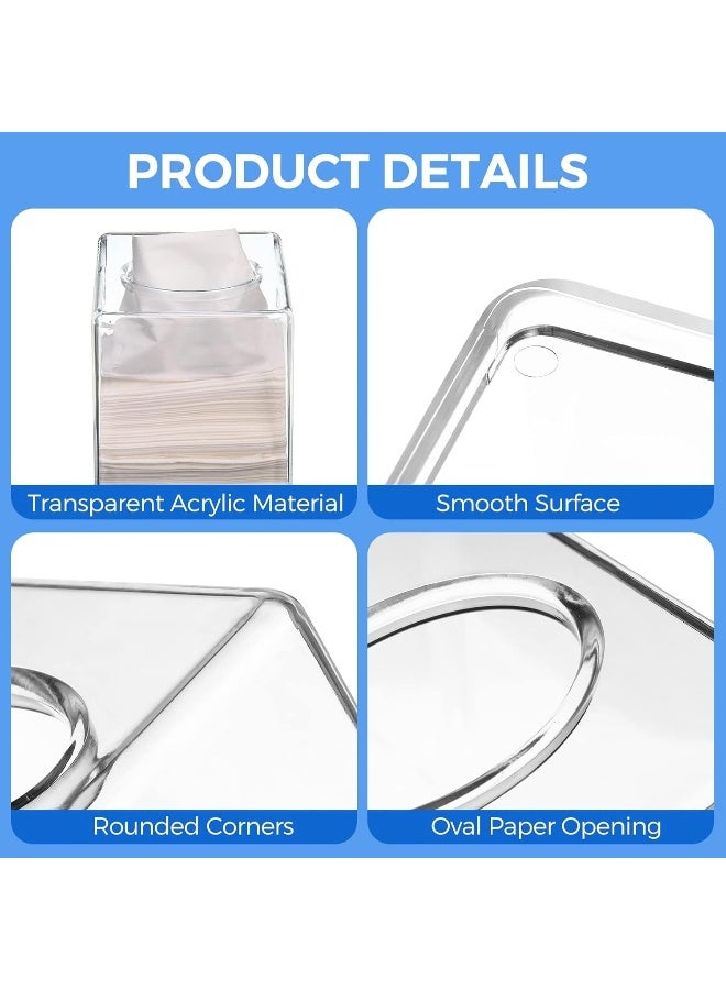 MOMENT Tissue Box Square - Acrylic Square Transparent Tissue Box Holder Case Dispenser For Bathroom Vanity Countertop, Bedroom Dresser, Office Desk Or Night Stand Table - Image 4