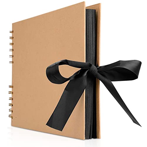 INNOCHEER Brown 8X12 Self Adhesive Scrapbook - 40 Sheets, 80 Pages, Hard Cover, Non-Fading Thick Craft Paper - Image 1