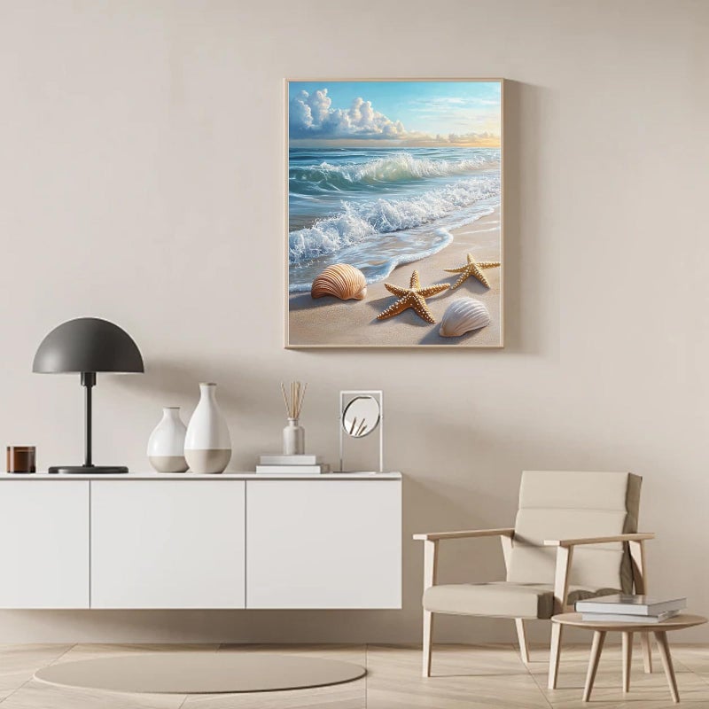 Ycydilirab Diamond Art Kits for Adults Beach Shells-5D Diamond Painting for Adults,Seaside Scenery DIY Gem Painting Perfect for Relaxation and Home Wall Decor 12x16inch - Image 2