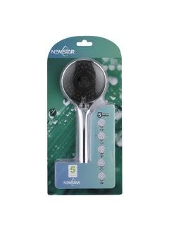 Elegant and Modern Design Round Durable Handheld Shower Black and Silver 10 cm SY-5308-BLACK