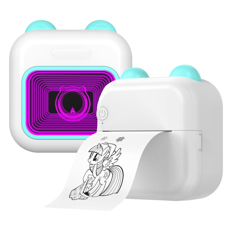 طابعة صور حرارية فورية جيبية صغيرة آلة عمل ملصقات بإضاءة LED ب7 ألوان متوافقة بالاتصال اللاسلكي بلوتوث مع تطبيق Android أو iOS تدعم فواتير ملصقات مذكرات ملصقات ملاحظات قوائم دفاتر الصور اليدوية الاختيارية - Image 5