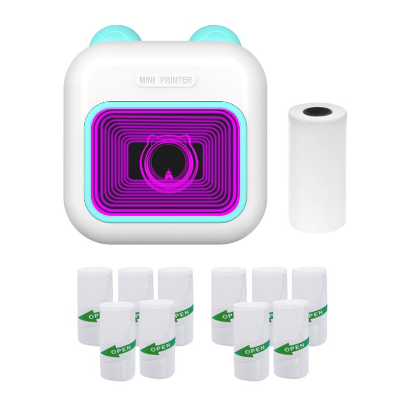 طابعة صور حرارية فورية جيبية صغيرة آلة عمل ملصقات بإضاءة LED ب7 ألوان متوافقة بالاتصال اللاسلكي بلوتوث مع تطبيق Android أو iOS تدعم فواتير ملصقات مذكرات ملصقات ملاحظات قوائم دفاتر الصور اليدوية الاختيارية - Image 1