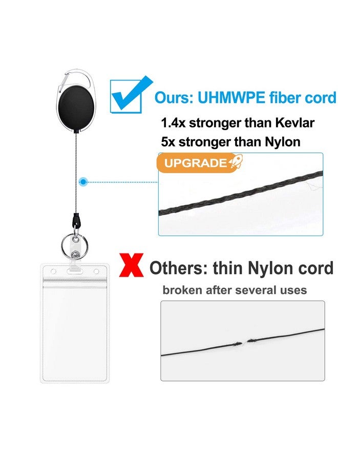 Will Well 2 Pack Id Badge Holder With Clip Badge Reels Retractable Heavy Duty Clear Id Card Vertical Lanyard Holder With Carabiner Badge Reel With 24 Inches Pull Cord - Image 2