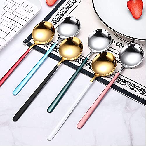 KPNG Teaspoons Set of 4, Dessert Spoons 8",Golden Stainless Steel Spoon for Coffee, Chocolate, Cake, Ice Cream, Espresso, Afternoon Hot Tea Party, Silverware Flatware Teaspoon Sets (Pack Of-4, Random) - Image 5