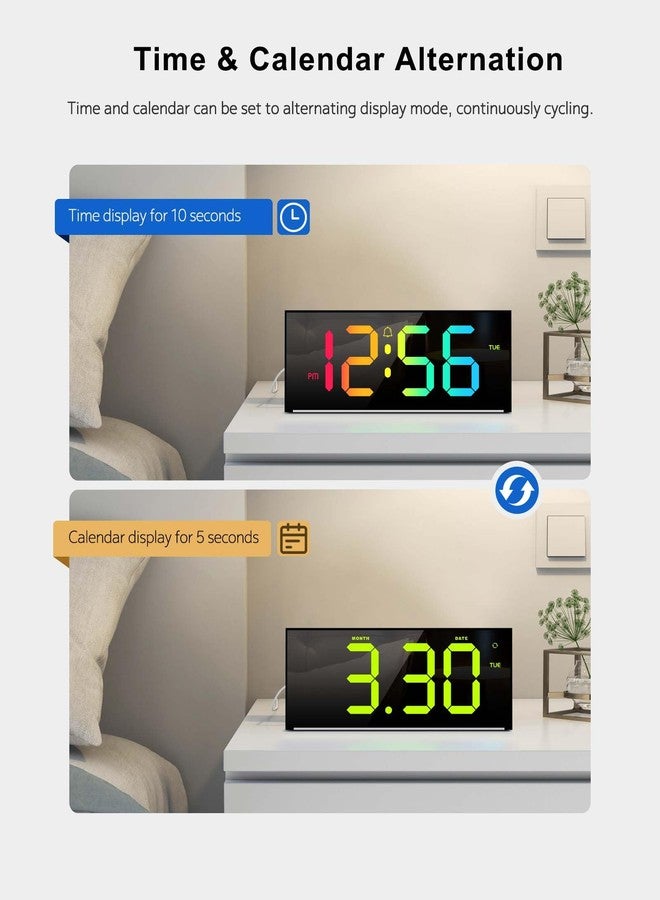Zelaclock Large Digital Wall Clock 12", Digital Clock with Full Screen Display, 12 RGB Colors Changing Remote Control, DST, Wall Clock with Night Lights for Elderly Living Room Bedroom Office Gaming Room Decor - Image 4