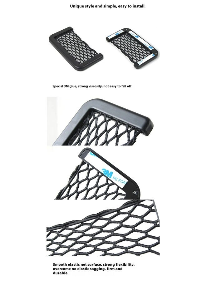 2-Piece Car Seat Side Back Storage Net Pocket Set，Black Seat Side Back Storage Net Bag, Universal Car Interior Accessories for Trunk Holder Pocket Organizer for Phones Charge, Car Storage Organizer, Net Bag Mesh Pocket  - Image 5