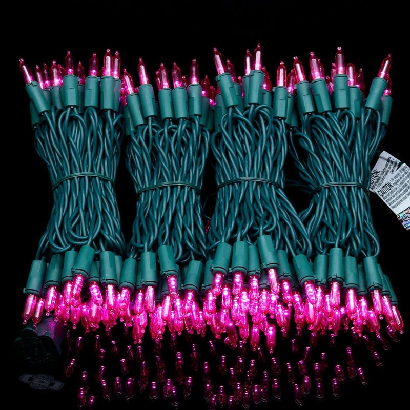YULETIME 200 Count Pink LED Christmas Lights, 66 Feet Green Wire UL Certified Commercial Grade Holiday String Light Set (Pink) - Image 2