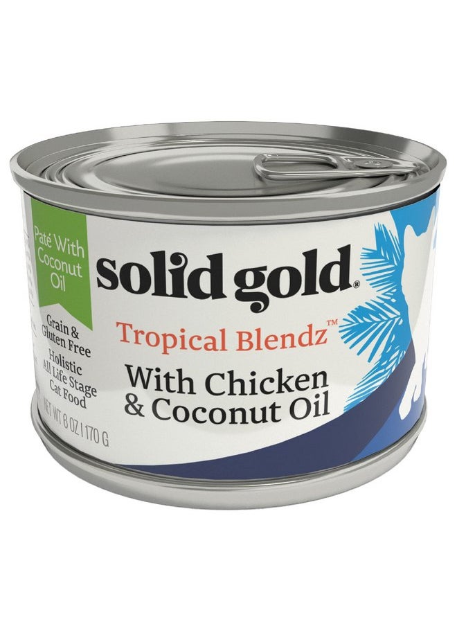 solid gold - Solid Gold Wet Cat Food Pate for Adult & Senior Cats - Real Chicken & Coconut Oil - High Protein Grain Free Wet Cat Food for Healthy Digestion, Skin, Coat & Sensitive Stomach - 6oz (8 Count) - Image 1